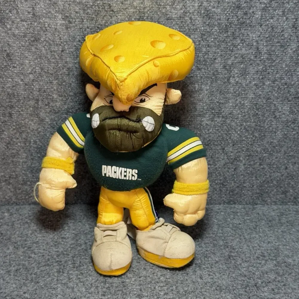 Vintage 1995 STUFFINS NFL GREEN BAY PACKERS 12” Cheesehead Plush W/Tag Mascot